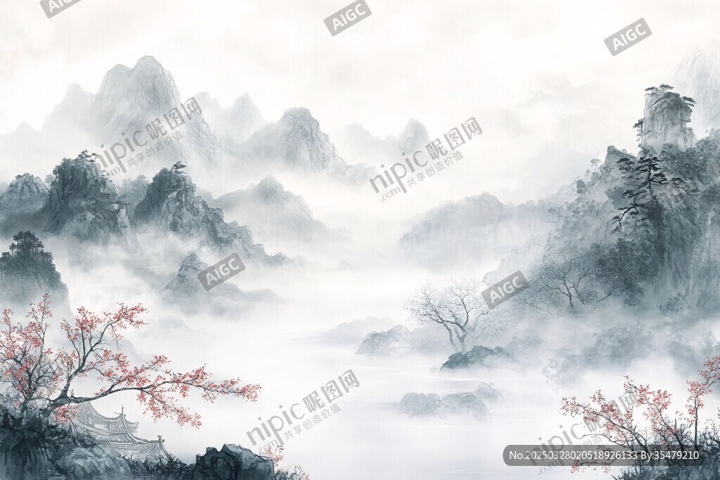 水墨山水間的詩意景致