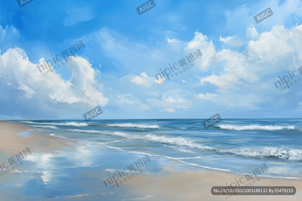 海邊美景 藍天碧海與沙灘
