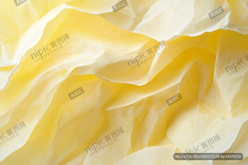 黃色褶皺紙張紋理特寫