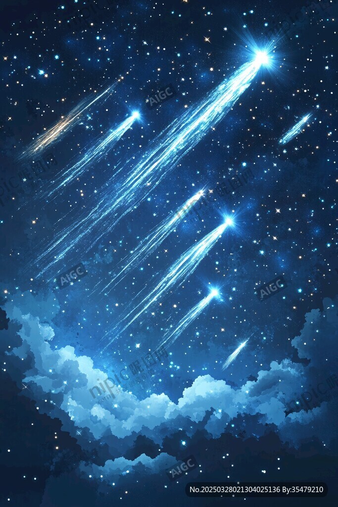 夢幻流星劃過夜空美景