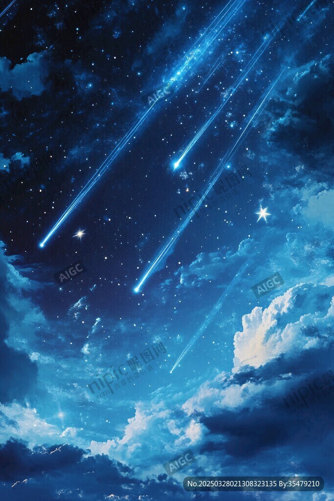 夢(mèng)幻星空下的流星美景