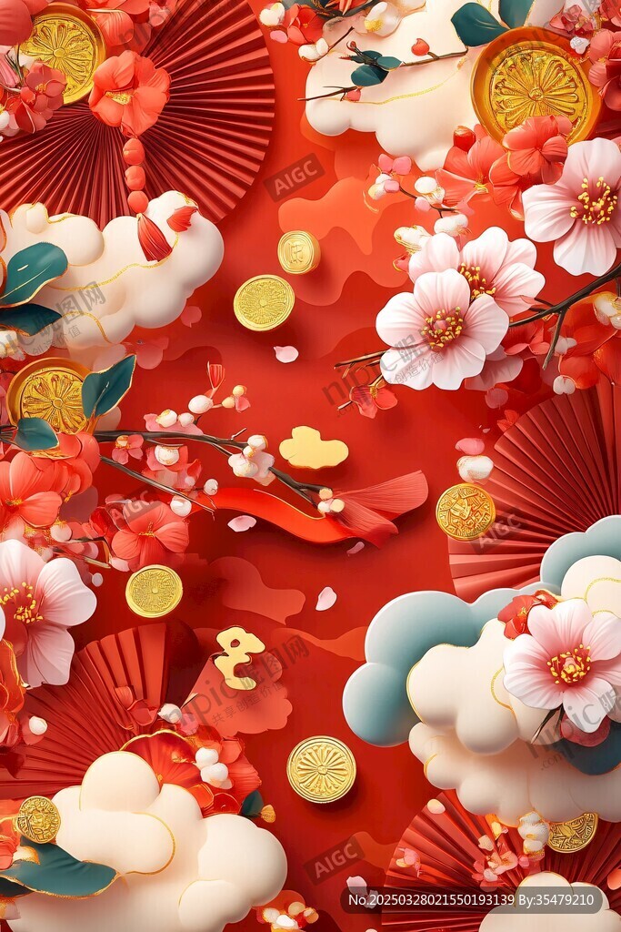 喜慶中式新春裝飾元素圖
