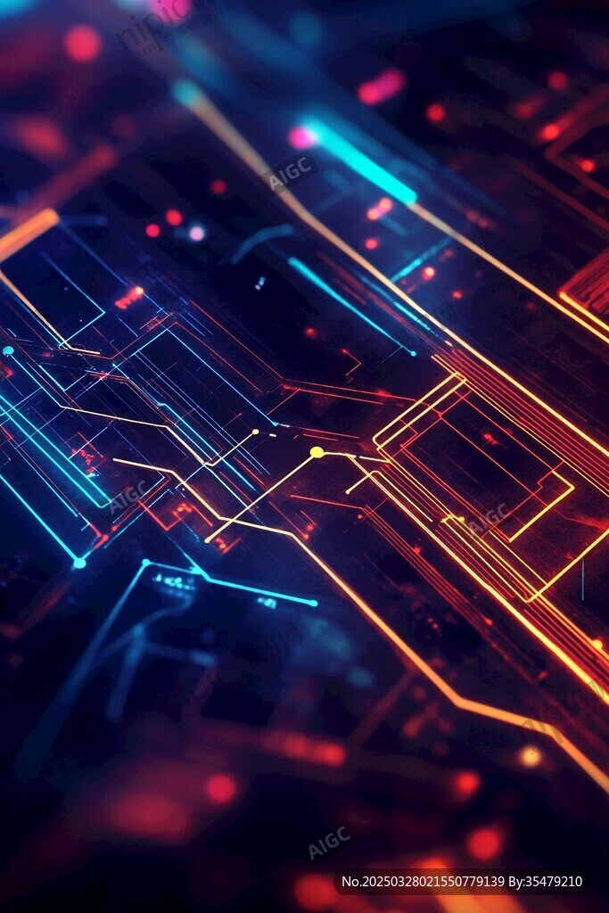 炫彩科技感電路線條圖案