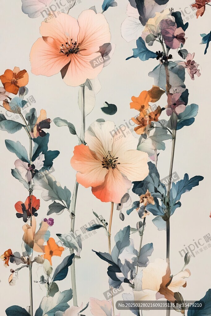 復(fù)古風(fēng)花卉圖案壁紙