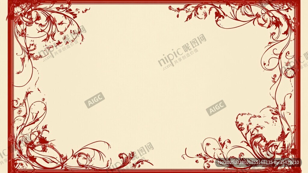 復古紅紋邊框裝飾背景圖