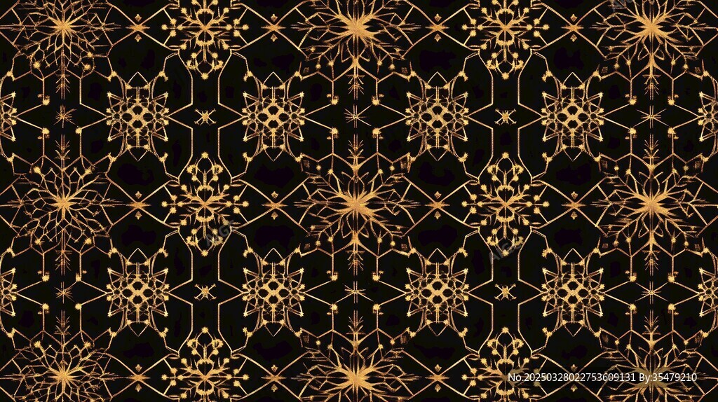 黑金幾何花紋無縫圖案