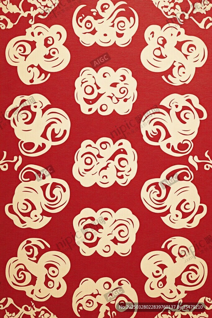 中式傳統(tǒng)祥云紅色底紋圖案