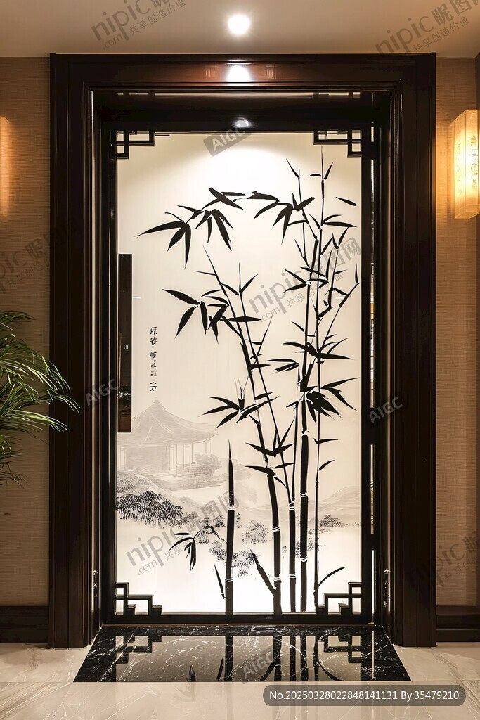 中式屏風(fēng) 竹韻雅致玄關(guān)景