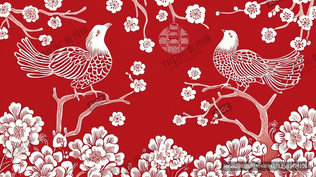 中式花鳥吉祥喜慶圖案