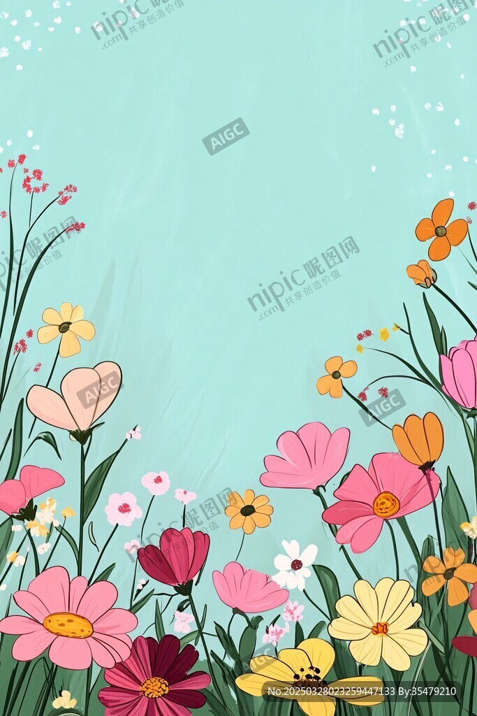 春日爛漫花卉背景圖