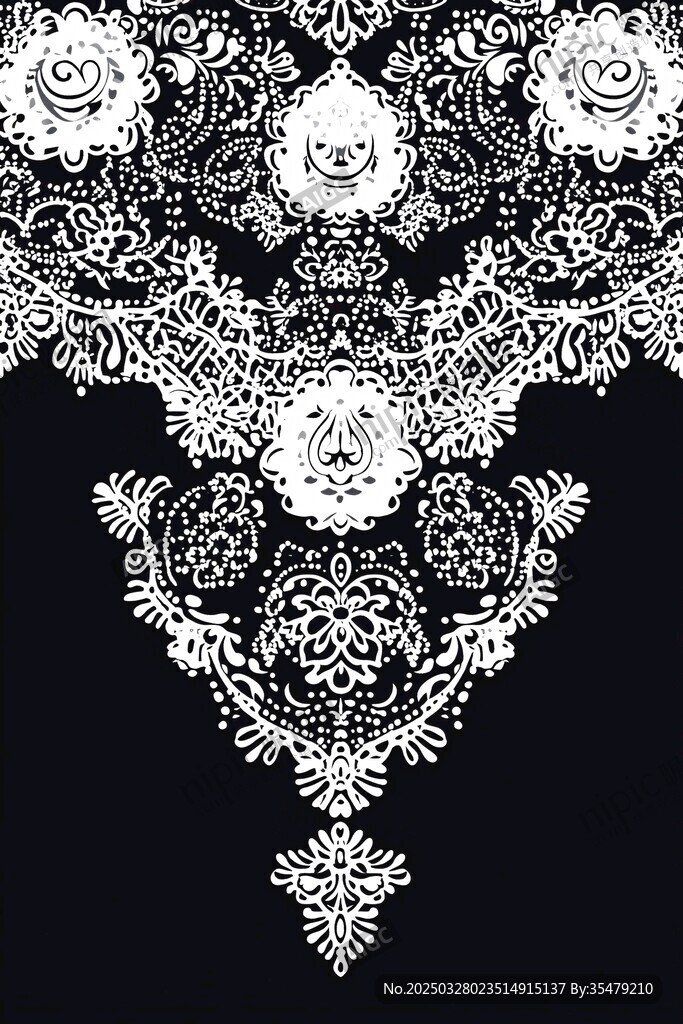 黑白蕾絲花邊裝飾圖案