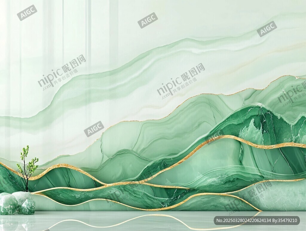 青綠山水風(fēng)抽象玉石背景圖