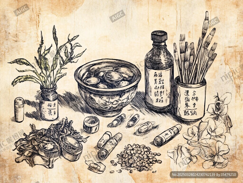 傳統中藥與草藥繪圖展示