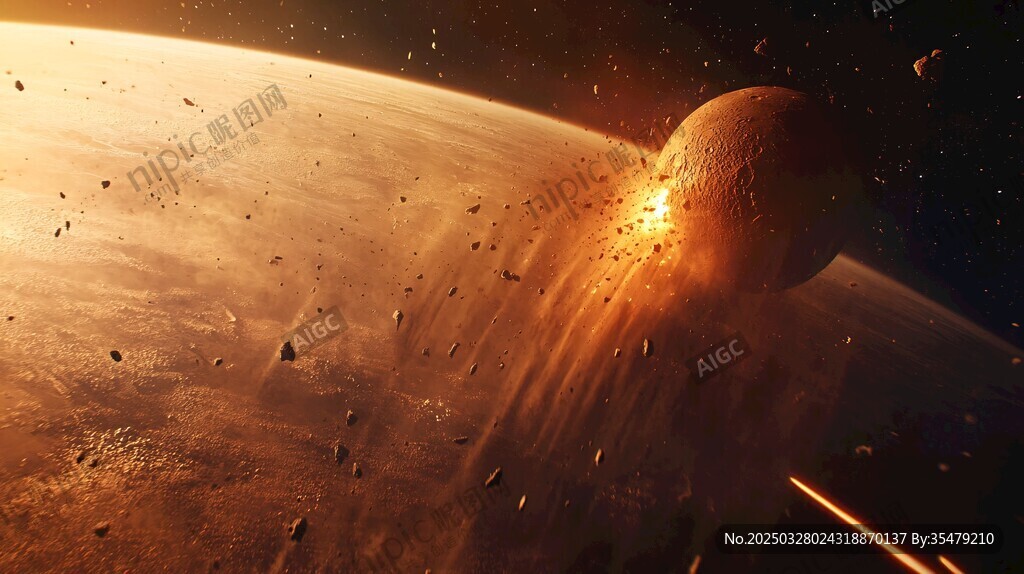 行星旁小行星撞擊震撼場(chǎng)景