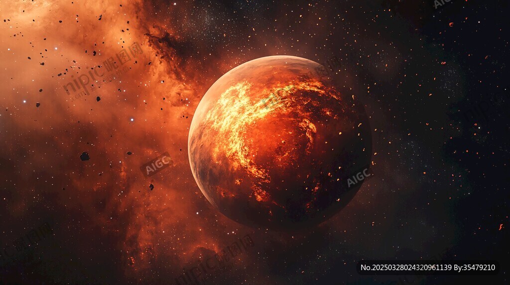 熾熱星球的宇宙奇幻景象