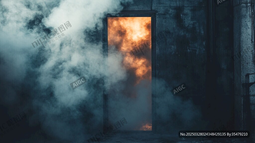 煙霧中神秘發(fā)光的門
