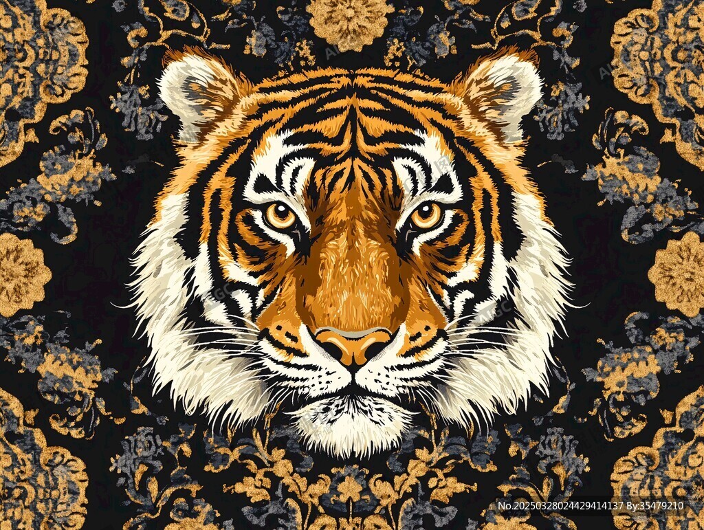 虎紋刺繡圖案 中式風(fēng)滿滿