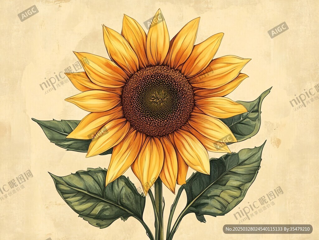 手繪向日葵插畫