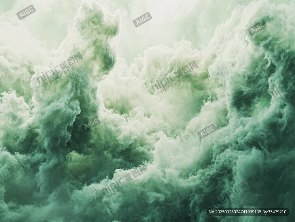 綠云涌動的奇幻天空景觀