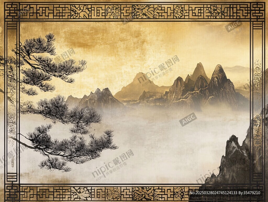 中式山水風(fēng)光圖