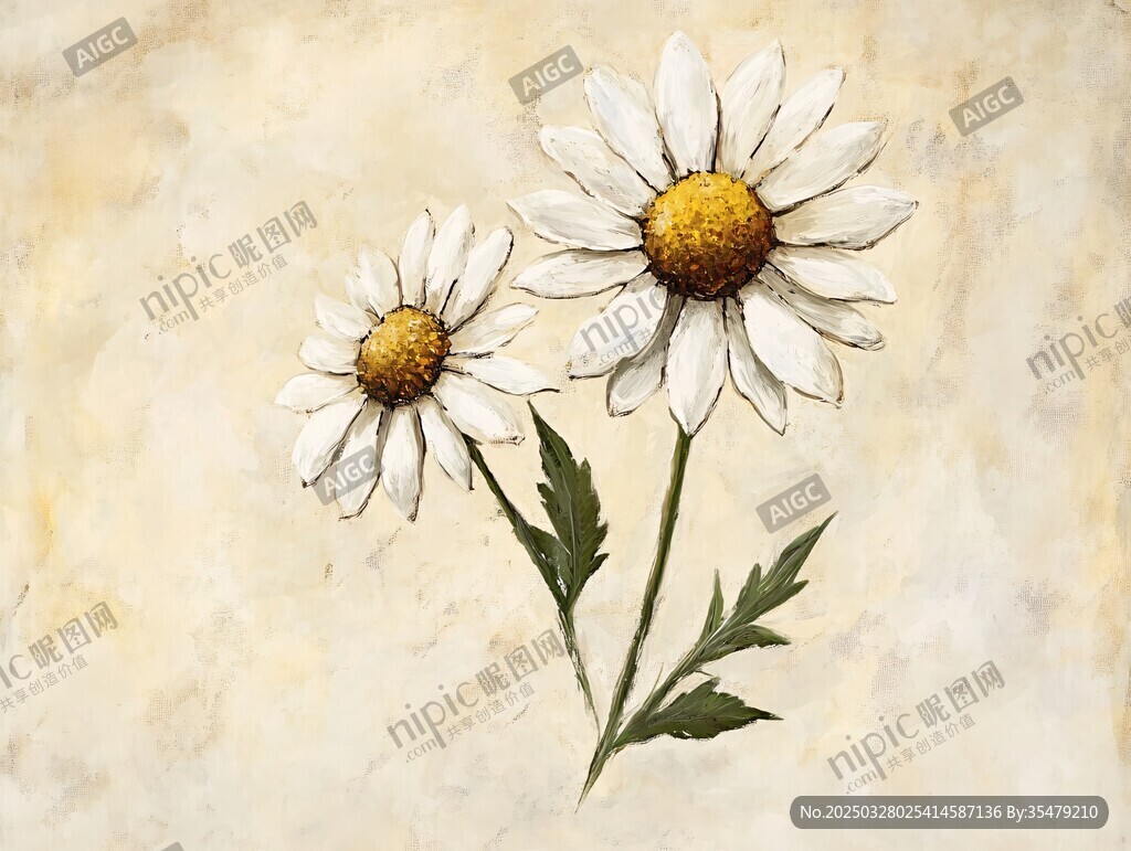 兩朵雛菊的清新插畫