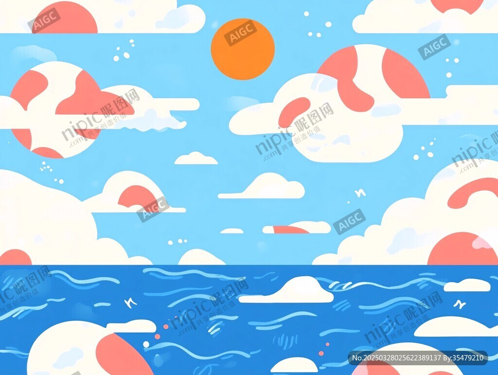 夏日云海下的藍色海洋