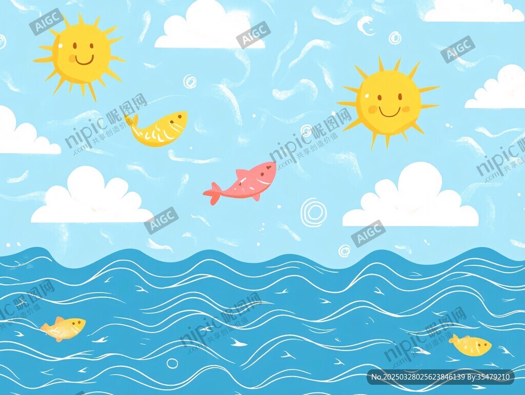 夏日海洋中的歡樂景象