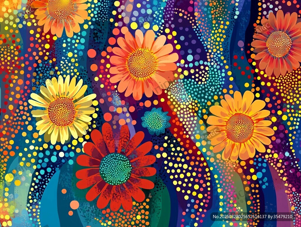 多彩花卉夢(mèng)幻背景圖案