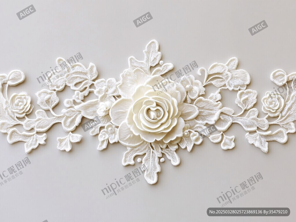 白色精美蕾絲花卉裝飾
