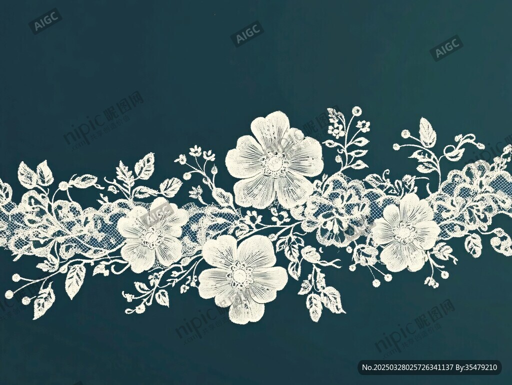 白色蕾絲花卉裝飾圖案