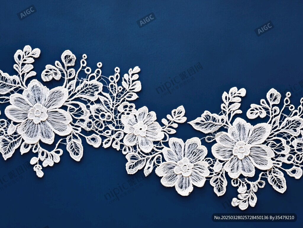 白色精美花卉蕾絲花邊