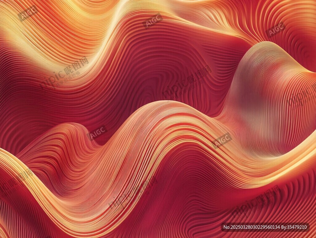 紅色動感波紋抽象背景圖