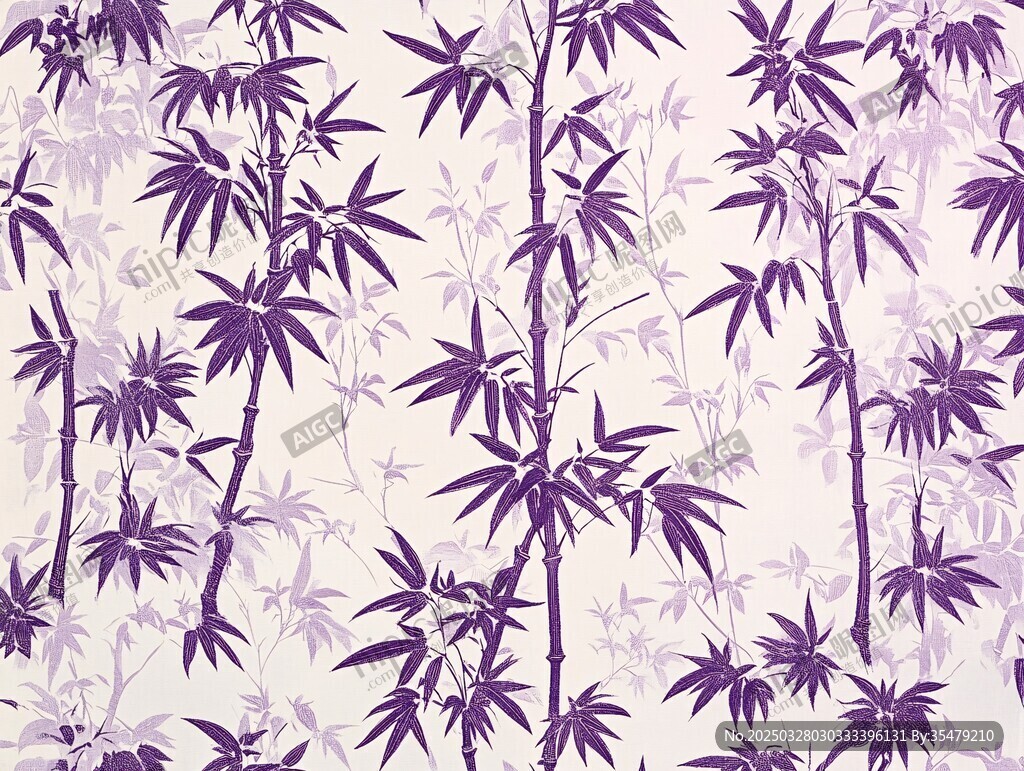 紫色竹叶图案无缝背景 紫色竹叶图案无缝背景