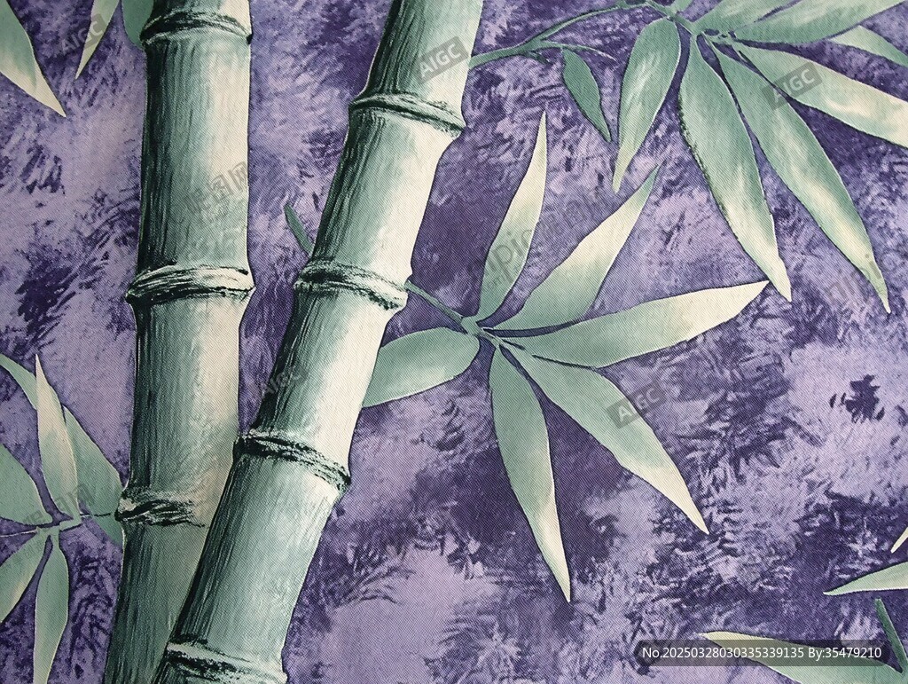紫色背景上的翠綠竹子