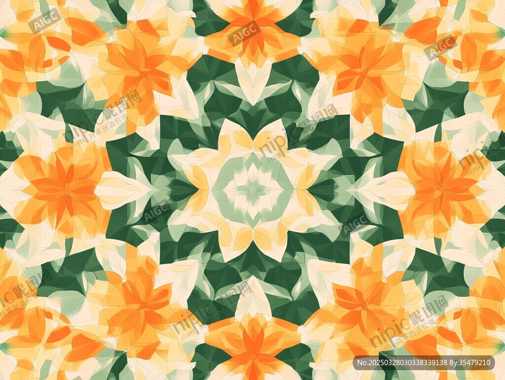 多彩花卉幾何圖案背景