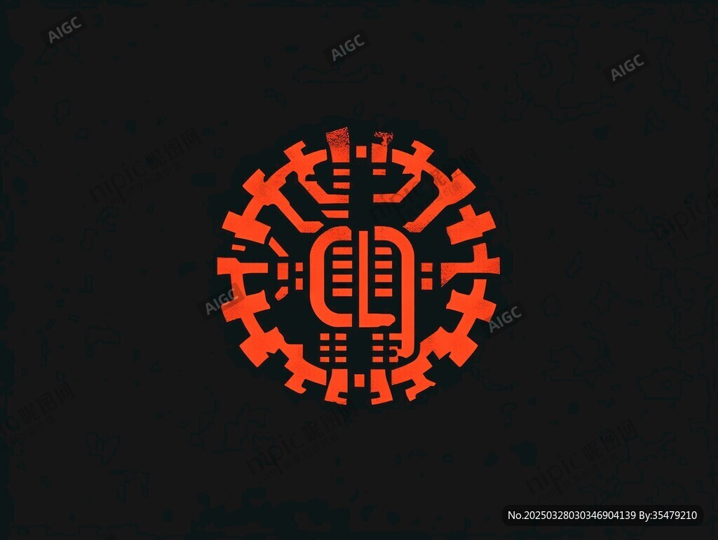 紅色機械風圓形科技圖標