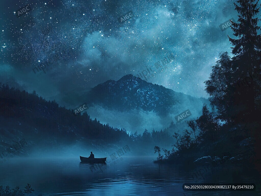 靜夜星河下的孤舟之旅