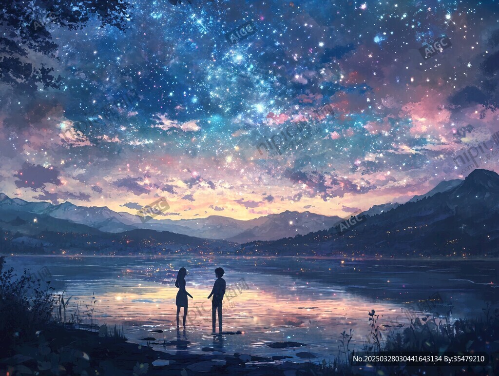 星空下的浪漫情侶
