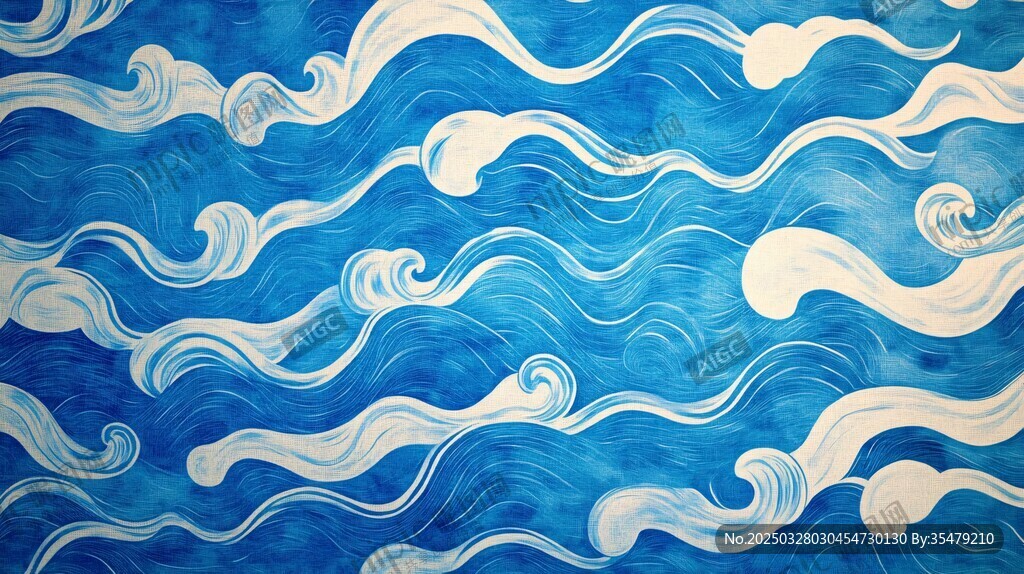藍色海浪紋理藝術(shù)圖案