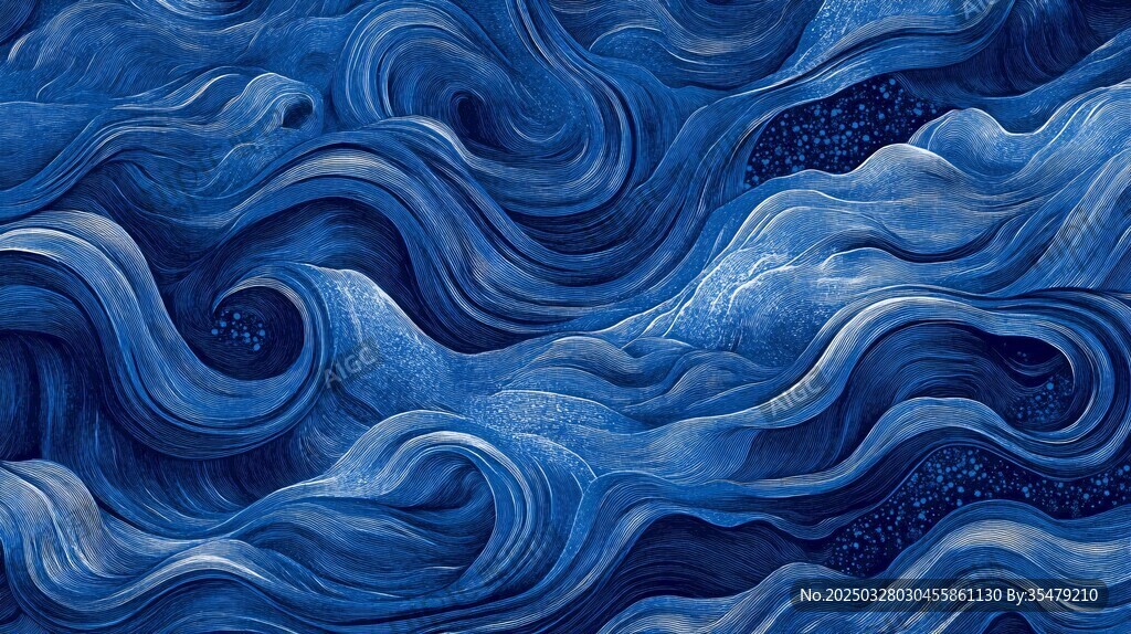 藍色夢幻海浪紋理圖案