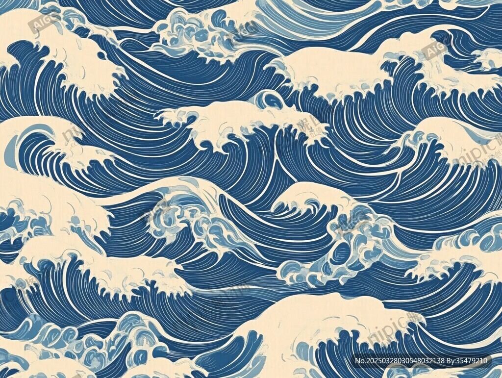 日式海浪圖案 靈動海洋風