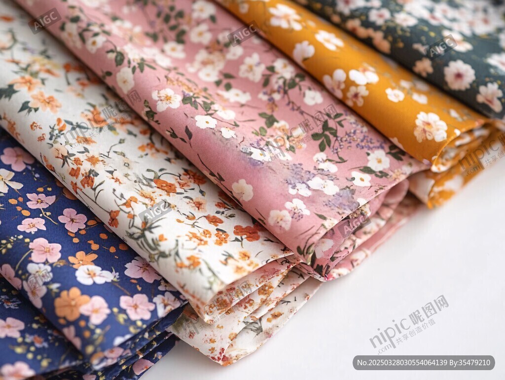 多彩花卉圖案布料展示