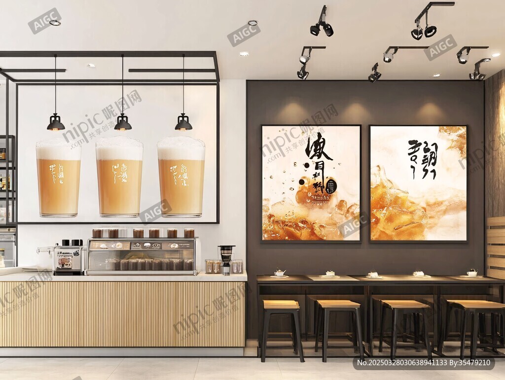 現代風茶飲店室內場景