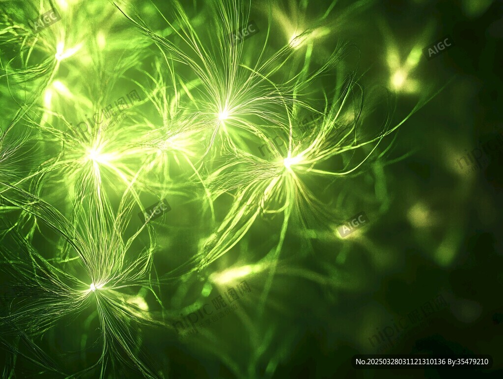 夢幻綠色熒光蒲公英特效