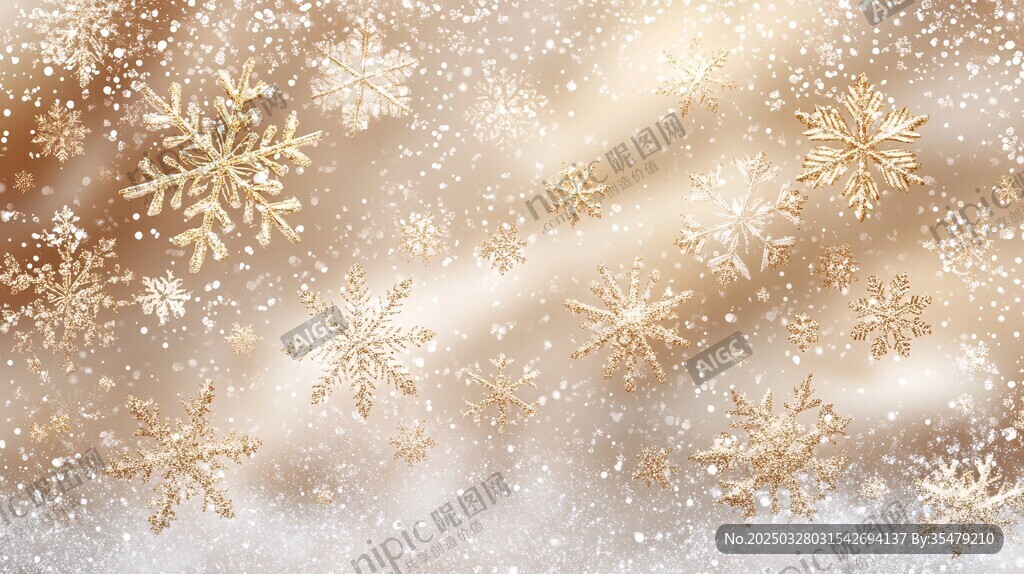 金色夢(mèng)幻雪花背景圖