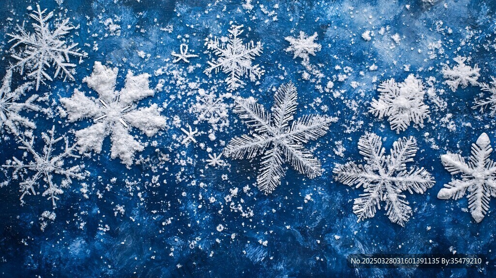 藍色背景上的精致雪花
