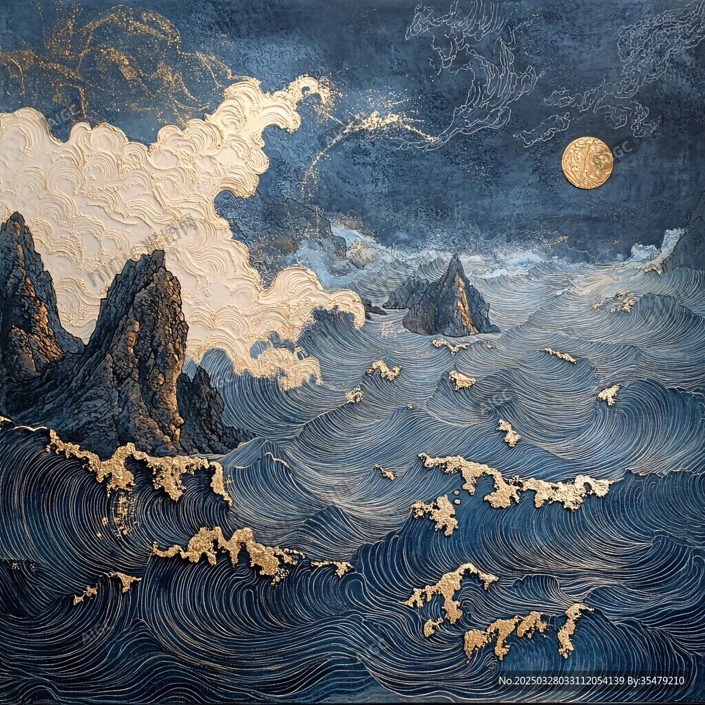 月夜山海圖
