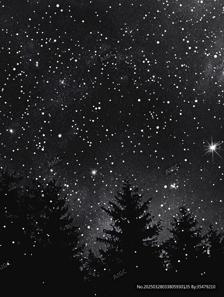 森林之上璀璨星空夜景