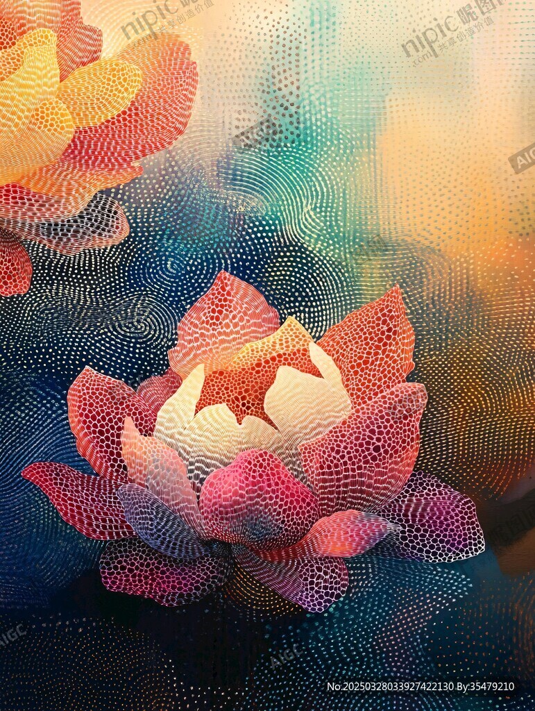 夢幻抽象蓮花藝術畫作