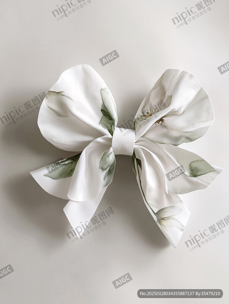 白色花卉圖案蝴蝶結(jié)發(fā)飾